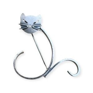 VTG Sterling Silver -Kitty Cat Swirl Brooch Pin Signed Beau
